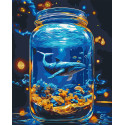 Картина за номерами  Підводний світ, кит з фарбами металік 40*50 см LW 3461