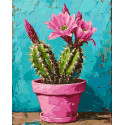 Картина за номерами  Рожевий кактус 40*50 см  LW 3534