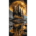 Картина за номерами  Будинок у лісі з фарбами металік 40*80 см LW 5184