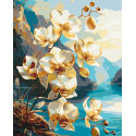 Картина за номерами Орхідеї з фарбами металік. Пейзаж 40*50 см LW 30311