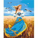 Картина за номерами Дівчина в синьо-жовтій сукні. Український сюжет 40*50 см LW 32580