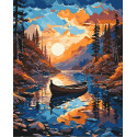 Картина за номерами Човен на заході сонця. Пейзаж 40*50 см LW 3327