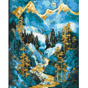 Картина за номерами Пейзаж. Засніжені гори з фарбами металік 40*50 см LW 3407