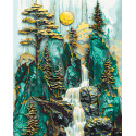 Картина за номерами Лісовий пейзаж з фарбами металік 40*50 см LW 3453
