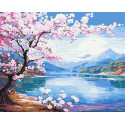 Картина за номерами Пейзаж.Сакура біля річки 40*50 см LW 3488
