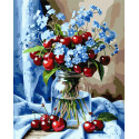 Картина за номерами Натюрморт. Букет квітів з вишнею 40*50 см  LW 3505
