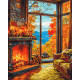Картина за номерами Пейзаж. Тепло осіннього каміну 40*50 см  LW 3518