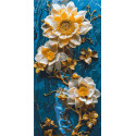Картина за номерами Квіти на синьому фоні З фарбами металік  40*80 см LW 5102