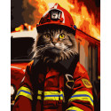 Картина за номерами Котик пожежник   40х50 см PN4208