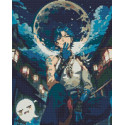 Алмазна мозаїка Аніме. Геншин імпакт Сяо на тлі місяця 40*50 см OD 30150 dp-a
