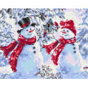 Алмазна мозаїка Веселі сніговики. Зима 40*50 см OD 3070