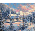 Алмазна мозаїка Зимовий пейзаж, новорічна 40*50 см OD 3253