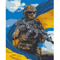 Алмазна мозаїка Воїн ЗСУ з прапором 40*50 см OD 3268