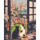 Алмазна мозаїка Котики біля сакури 40*50 см OD 3404