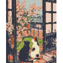 Алмазна мозаїка Котики біля сакури 40*50 см OD 3404
