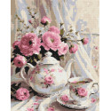 Алмазна мозаїка Ароматний чай і квіти 40*50 см Орігамі OD 3506