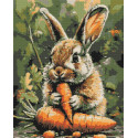 Алмазна мозаїка Кролик з морквою 40*50 см Орігамі OD 3507