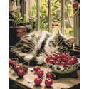 Алмазна мозаїка Кошеня на вікні 40*50 см Орігамі OD 3510
