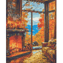 Алмазна мозаїка Тепло осіннього каміну 40*50 см Орігамі OD 3518