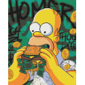Алмазна мозаїка Герої кіно. Гомер з бургером 40*50 см Орігамі OD 3526
