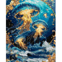 Картина за номерами Пейзаж. Світло медуз над хвилями з фарбами металік 40*50 см LW 2173-01