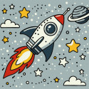 Картина за номерами Космічна ракета 25х25см КНО1229