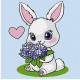 Картина за номерами Зайчик з гортензіями 25х25см  КНО1244