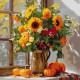 Картина за номерами Осінній букет із соняхів 40x40см  КНО5740
