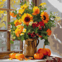 Картина за номерами Осінній букет із соняхів 40x40см  КНО5740