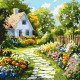 Картина за номерами Квіти біля хатини 40х40см КНО6383