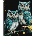 Картина за номерами  Мудрі совушки з фарбами металік extra 40х50см КНО 6514