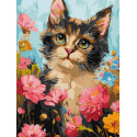 Картина за номерами Пухнастик у квітах 30х40см  КНО6600