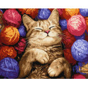 Картина за номерами Кіт у клубочках 40х50см  КНО6710