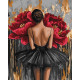 Картина за номерами Балерина з червоними півоніями з фарбами металік 40x50см  КНО8664