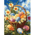 Картина за номерами Кошик із писанками та нарцисами 30х40см КНО5185