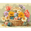 Картина за номерами Великодній кошик з квітами 40х50см КНО5186