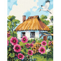 Картина за номерами Мальви біля хати 30x40см КНО6407