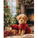 Картина за номерами Пудель біля ялинки 40х50см КНО6832