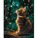 Картина за номерами Кошеня та світлячки з фарбами металік extra 40х50см КНО6881