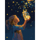 Картина за номерами Дівчинка і зірочки з фарбами металік 30х40см КНО8724