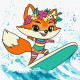 Картина за номерами Літо Лисичка ловить хвилю 25х25см  КНО1248