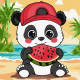Картина за номерами Літо Панда з кавуном 25х25см  КНО1251