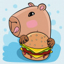 Картина за номерами Капібара і бургер 30х30см  КНО1276