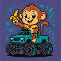 Картина за номерами Мавпа на машині 25*25см  КНО1312