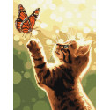 Картина за номерами Кіт і метелик 30х40см КНО6615