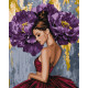 Картина за номерами Балерина з пурпурними півоніями з фарбами металік 40x50см  КНО8658