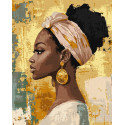 Картина за номерами Красуня з золотими сережками з фарбами металік extra 40х50см КНО8686