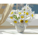 Картина за номерами Ромашки в білій вазі на вікні BS22637 40х50см