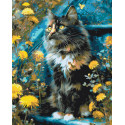 Картина за номерами Котик у кульбабах. Тварини, квіти 40*50 см LW 3209-01