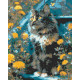 Алмазна мозаїка Котик у квітах 40*50 см OD 3009-01